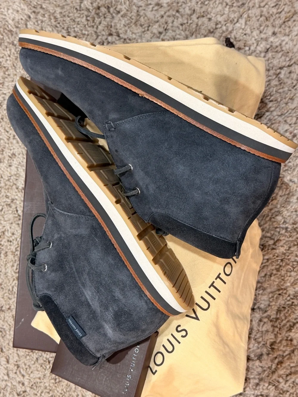 Louis Vuitton Men's Dark Gray Suede Chukka Boots